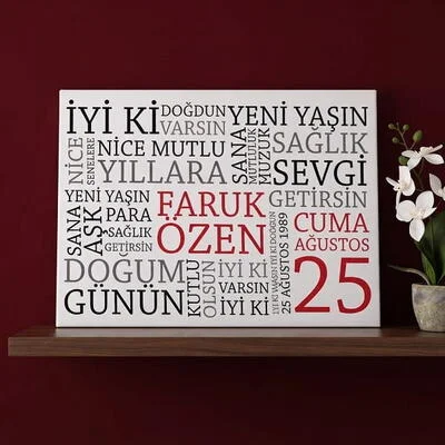 Doğum Gününe Özel Kanvas Tablo