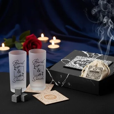 Sevgiliye Hediye Rakı Bardağı Seti Hediye Kutusu