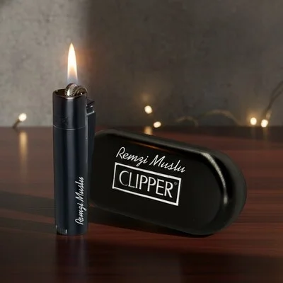 İsme Özel Siyah Clipper Çakmak