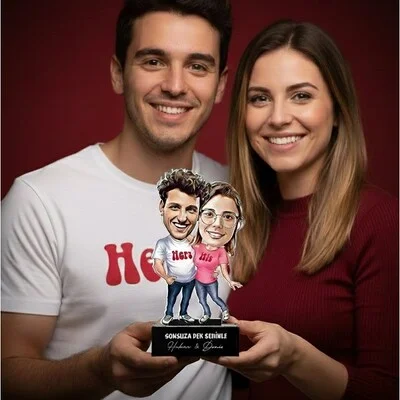 Mutlu Aşıklar Karikatürlü Biblo