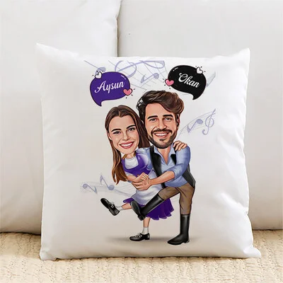 Karikatürlü Dans Seven Çiftler Yastık