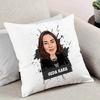 Kadına Hediyelik Karikatürlü Yastık