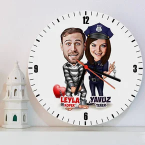 Biz Bize Mahkumuz Karikatürlü Duvar Saati