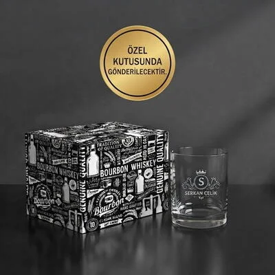 Kral İşlemeli İsme Özel Viski Kadehi