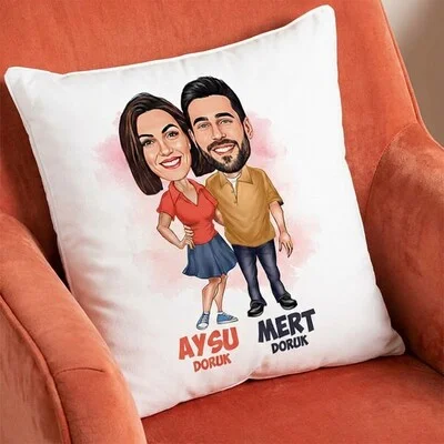 Her Zaman Yanındayım Sevgilim Karikatürlü Yastık