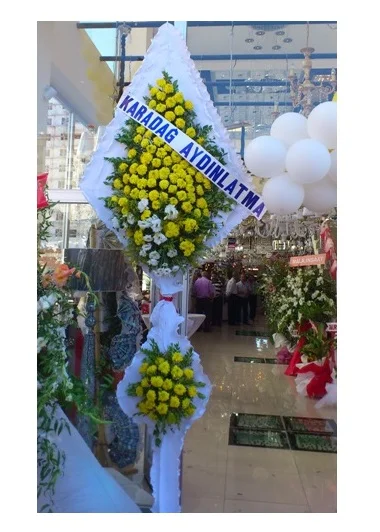 Sarı Beyaz Papatya Çift Katlı Çelenk
