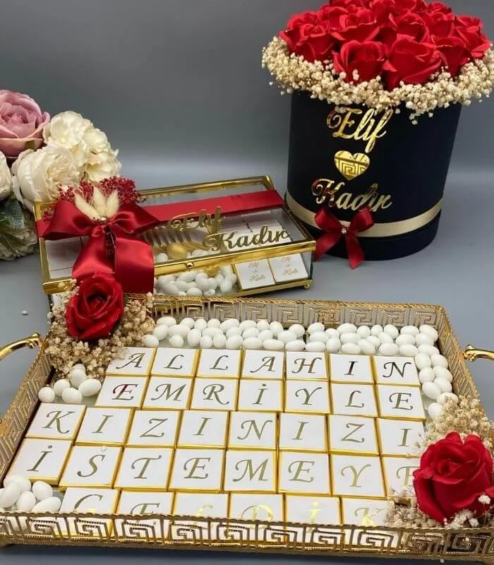 Söz Çikolatası ve İsteme Çiçeği 3'lü Set (8922)