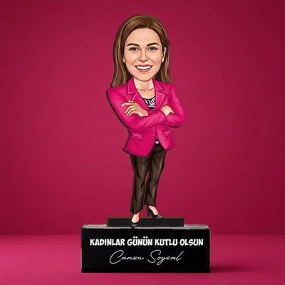 Çalışan Kadına Özel Hediyelik Karikatürlü Biblo