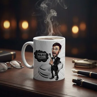 Karikatür Efektli Ajan Kupa Bardak