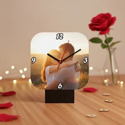 Kişiye Özel Fotoğraflı Kare Masa Saati