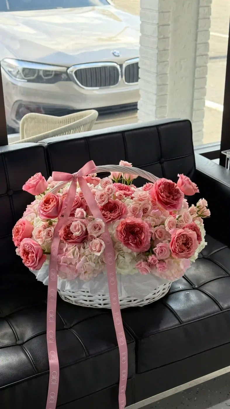 Pembe Büyük Gül Sepeti