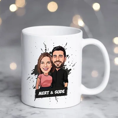 Uyumlu Çiftler Karikatürlü Kupa Bardak
