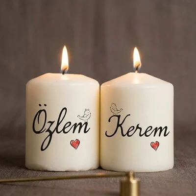 Sevgiliye Hediye İsimli 2li Mum Seti