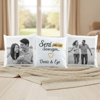 Siyah Beyaz Sonsuz Aşkımız 3'lü yastık Seti