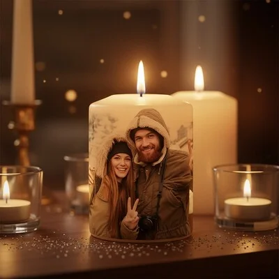 Sevgiliye Hediye Kişiye Özel Fotoğraflı Mum