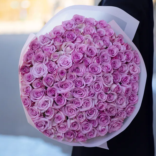 101 Mor Gül Buketi – 70 cm