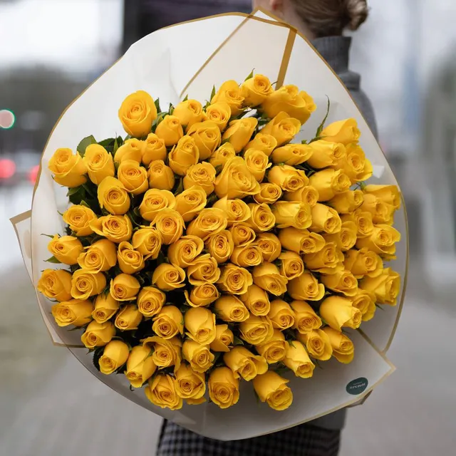 101 Sarı Gül Buketi – 70 cm