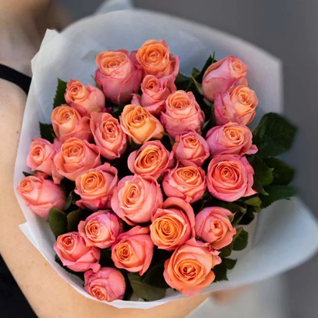 51 Turuncu ve Pembe Gül Buketi – Model 2 – 80 cm