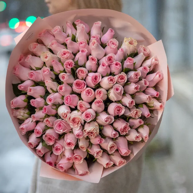 101 Pembe Gül Buketi – 100 cm