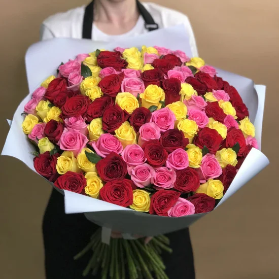 101 Karışık Gül Buketi – Tasarım 3