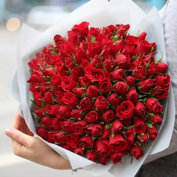 101 Kırmızı Gül Buketi – 30-35 cm