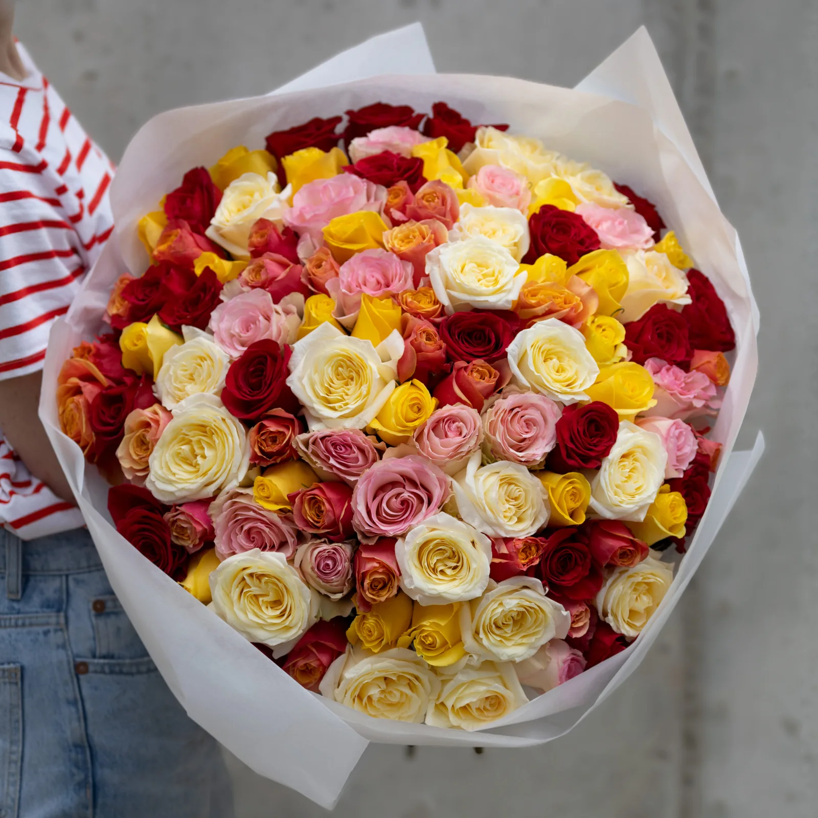 101 Karışık Gül Buketi – 60 cm
