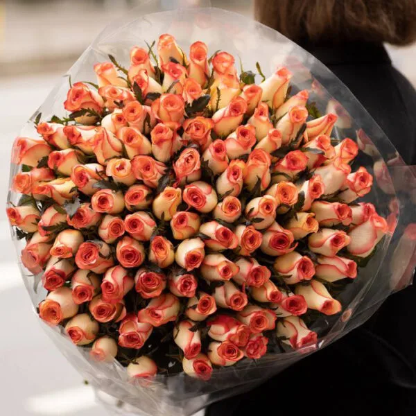 101 Sarı ve Kırmızı Gül Buketi – 80 cm