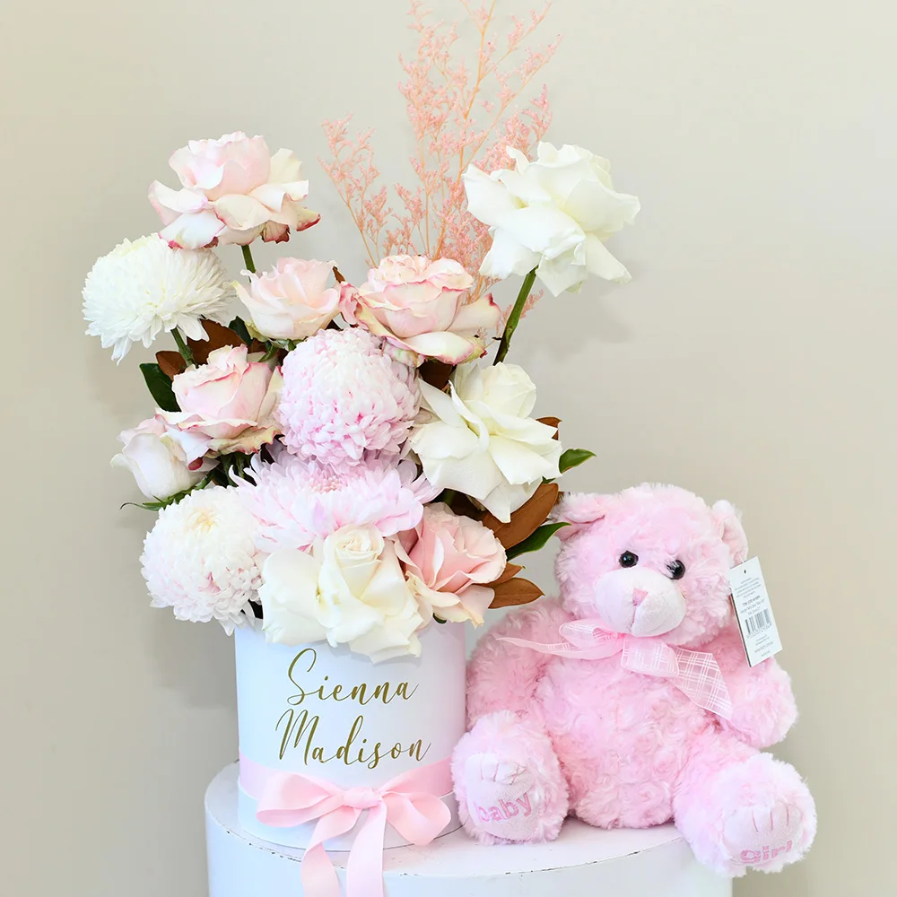 Pembe Çiçekli Kız Bebek Seti