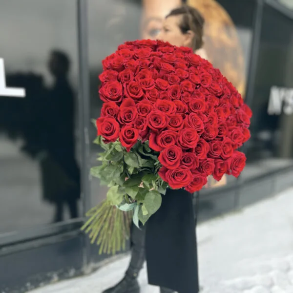 25 Kırmızı Gül Buketi – 90 cm